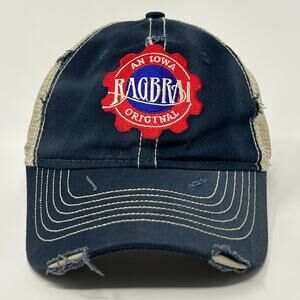 Ragbrai Iowa Bicycle Ride Trucker Hat Baseball Cap Distressed Mesh Snapback Blue